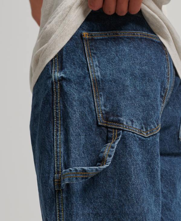 Superdry Hommes jean charpentier en coton bio D64Z1215 vêtements bleu foncé