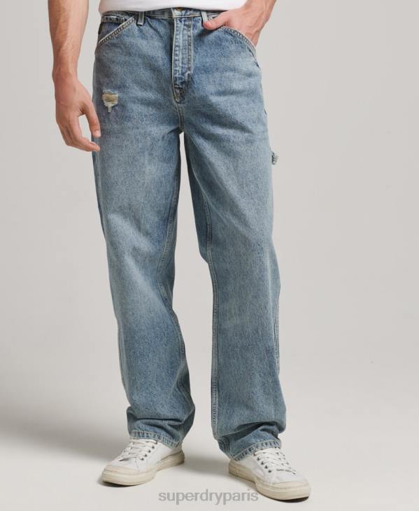 Superdry Hommes jean charpentier en coton bio D64Z1226 vêtements bleu clair