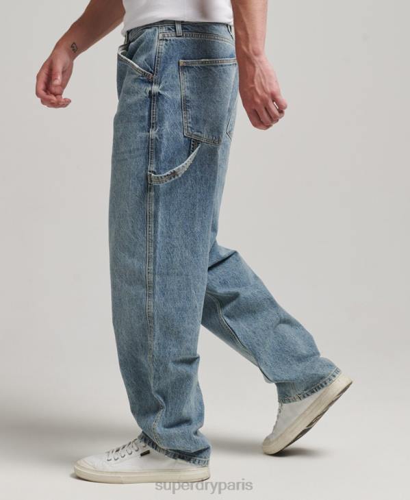 Superdry Hommes jean charpentier en coton bio D64Z1226 vêtements bleu clair