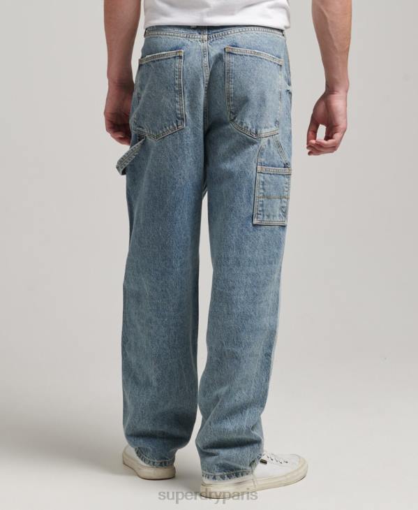 Superdry Hommes jean charpentier en coton bio D64Z1226 vêtements bleu clair