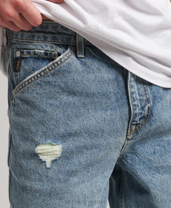 Superdry Hommes jean charpentier en coton bio D64Z1226 vêtements bleu clair