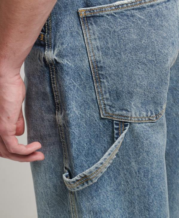 Superdry Hommes jean charpentier en coton bio D64Z1226 vêtements bleu clair