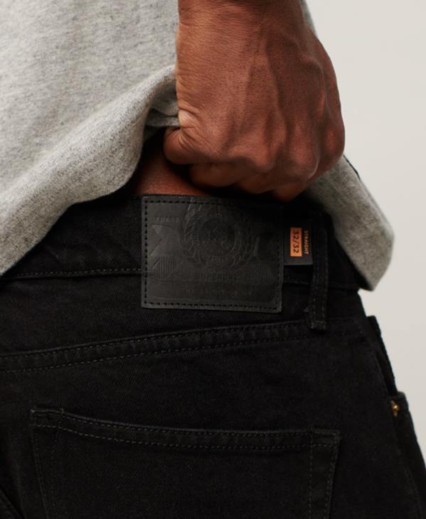 Superdry Hommes jean droit en coton bio D64Z1228 vêtements noir