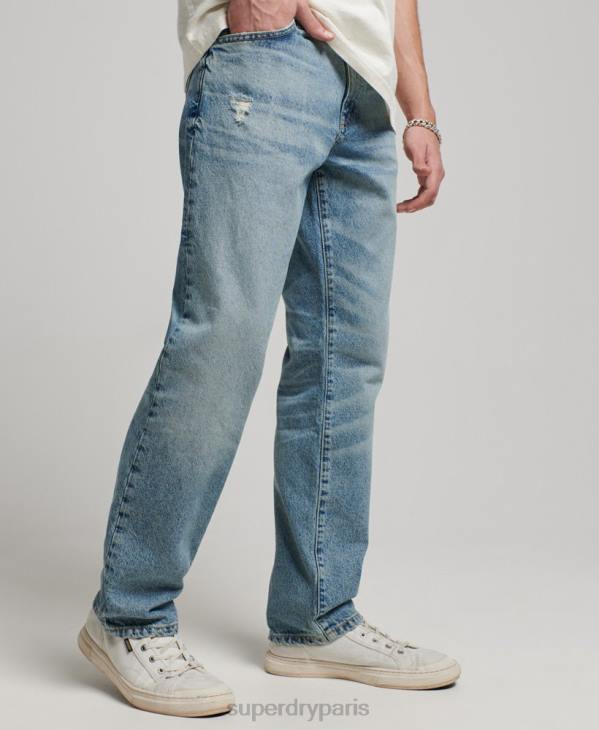 Superdry Hommes jean droit en coton bio D64Z1231 vêtements bleu clair