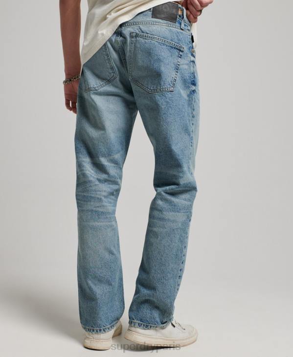 Superdry Hommes jean droit en coton bio D64Z1231 vêtements bleu clair