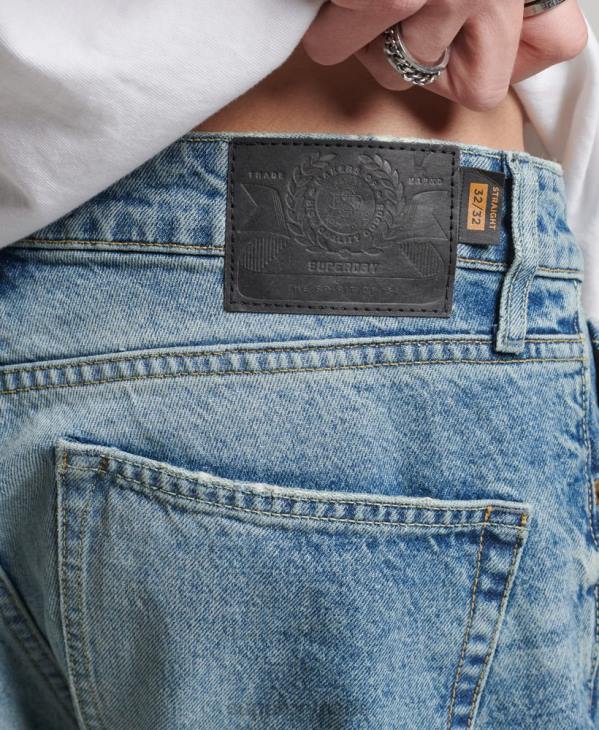 Superdry Hommes jean droit en coton bio D64Z1231 vêtements bleu clair