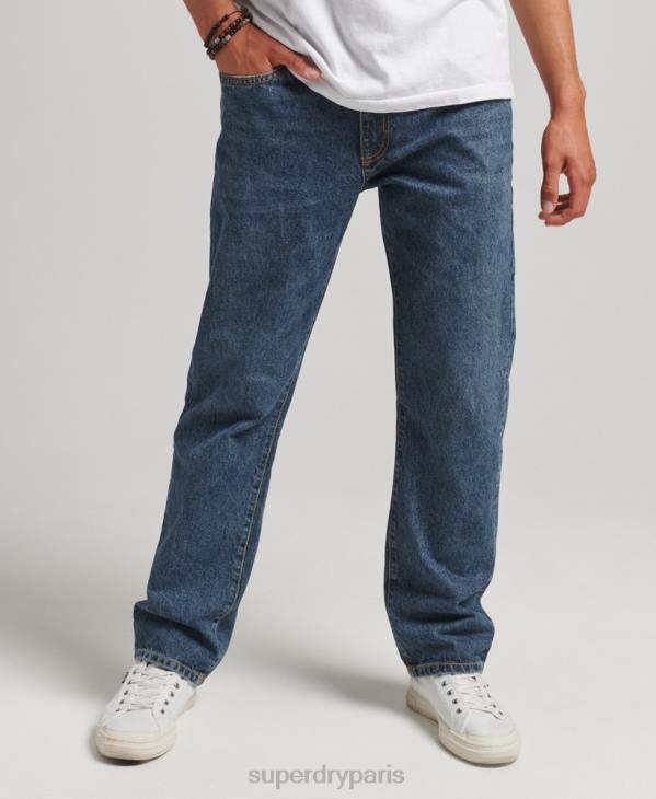 Superdry Hommes jean droit en coton bio D64Z1232 vêtements bleu foncé