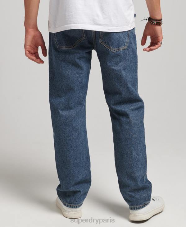 Superdry Hommes jean droit en coton bio D64Z1232 vêtements bleu foncé