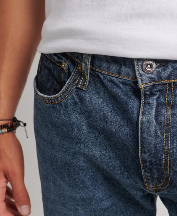 Superdry Hommes jean droit en coton bio D64Z1232 vêtements bleu foncé
