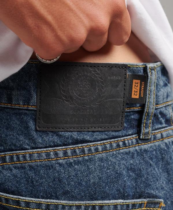 Superdry Hommes jean droit en coton bio D64Z1232 vêtements bleu foncé