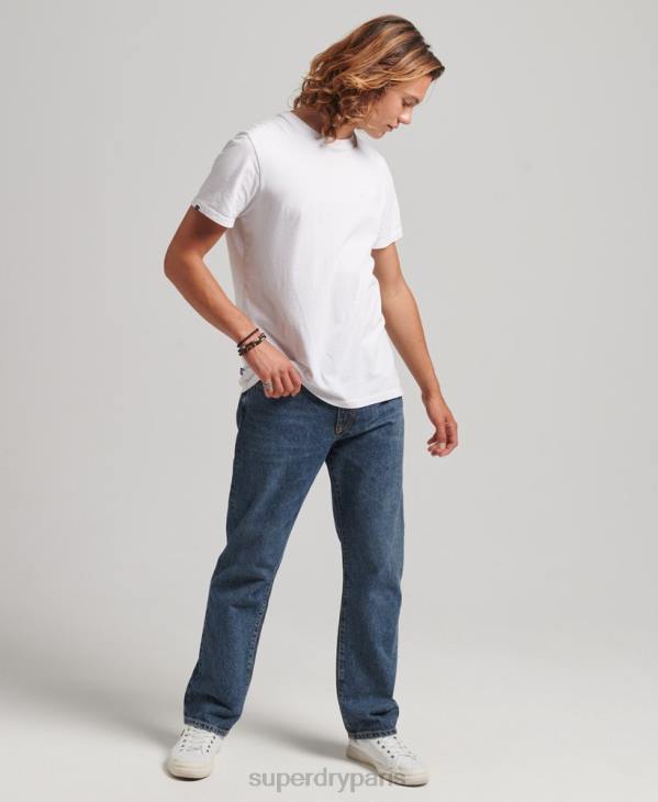 Superdry Hommes jean droit en coton bio D64Z1232 vêtements bleu foncé