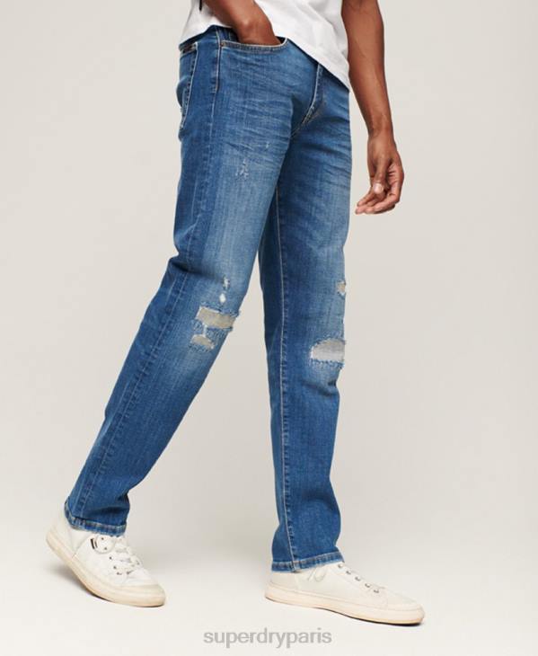 Superdry Hommes jean slim droit en coton bio D64Z1214 vêtements bleu