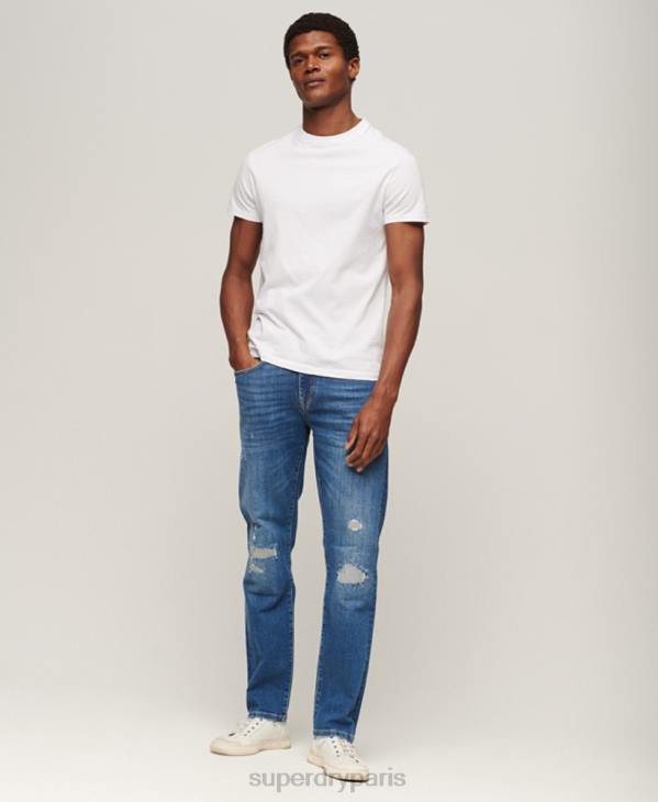 Superdry Hommes jean slim droit en coton bio D64Z1214 vêtements bleu