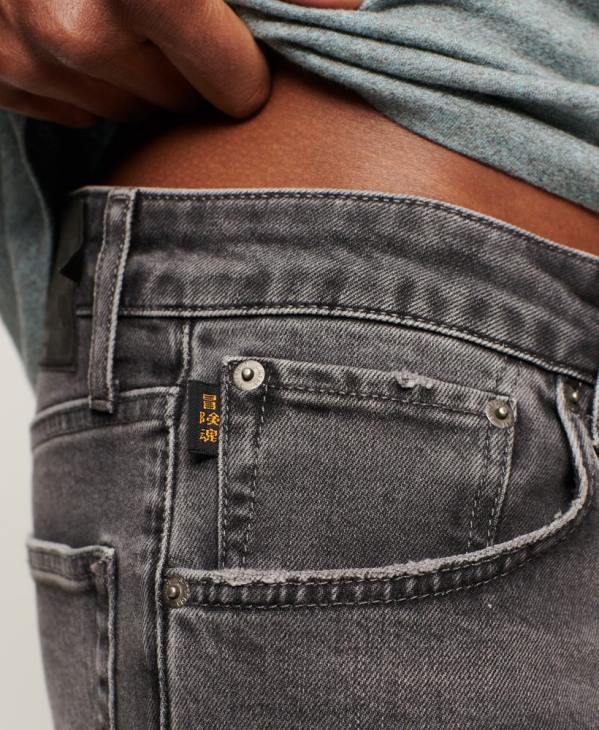 Superdry Hommes jean slim droit en coton bio D64Z1227 vêtements gris