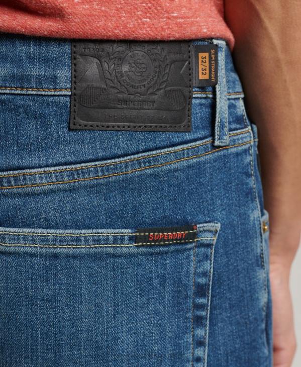 Superdry Hommes jean slim droit en coton bio D64Z1229 vêtements bleu
