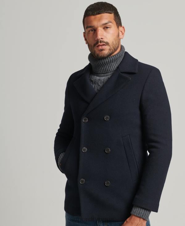Superdry Hommes caban court en laine mélangée D64Z1146 vêtements marine
