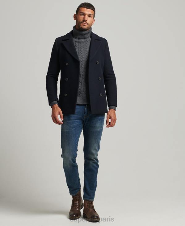 Superdry Hommes caban court en laine mélangée D64Z1146 vêtements marine