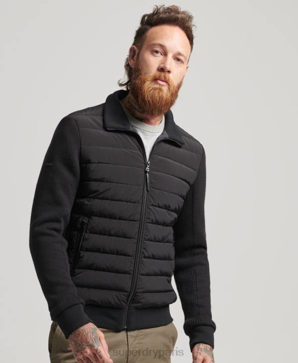 Superdry Hommes doudoune en mélange de mailles hybrides D64Z1035 vêtements noir