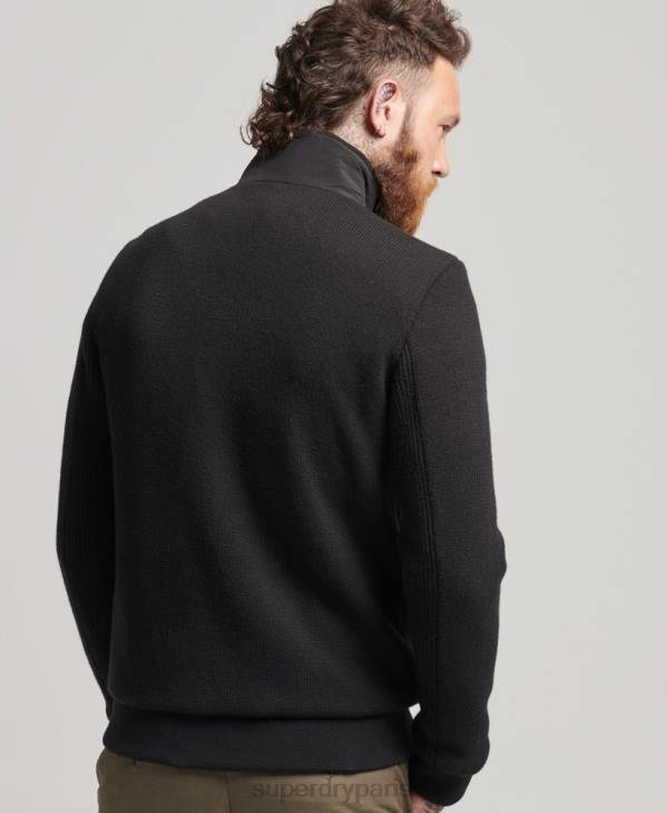 Superdry Hommes doudoune en mélange de mailles hybrides D64Z1035 vêtements noir