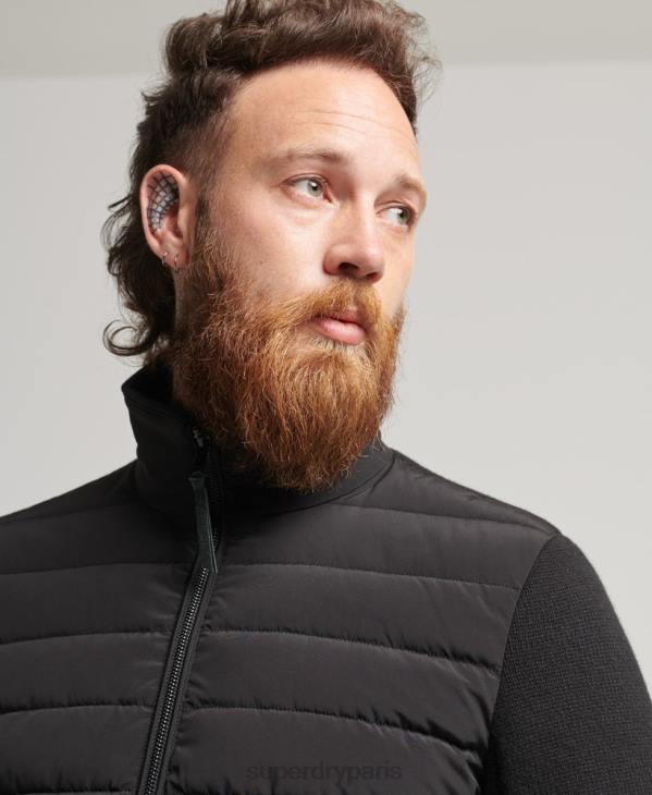 Superdry Hommes doudoune en mélange de mailles hybrides D64Z1035 vêtements noir