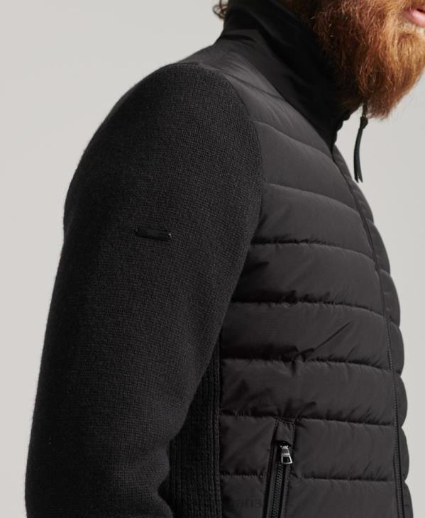 Superdry Hommes doudoune en mélange de mailles hybrides D64Z1035 vêtements noir
