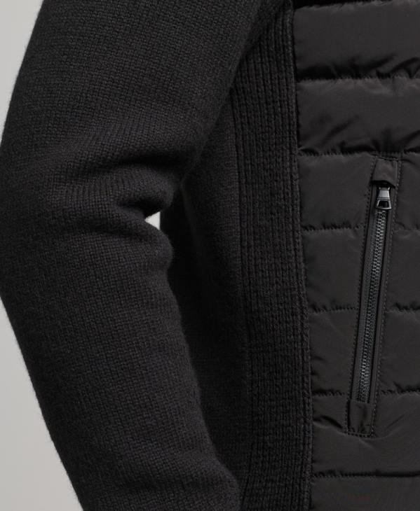 Superdry Hommes doudoune en mélange de mailles hybrides D64Z1035 vêtements noir