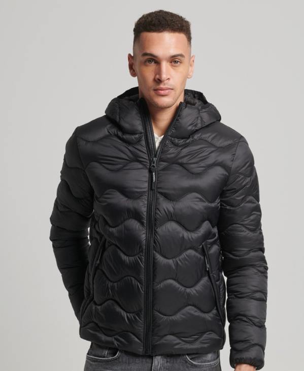 Superdry Hommes doudoune légère à capuche D64Z1001 vêtements noir
