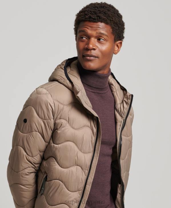 Superdry Hommes doudoune légère à capuche D64Z1002 vêtements brun
