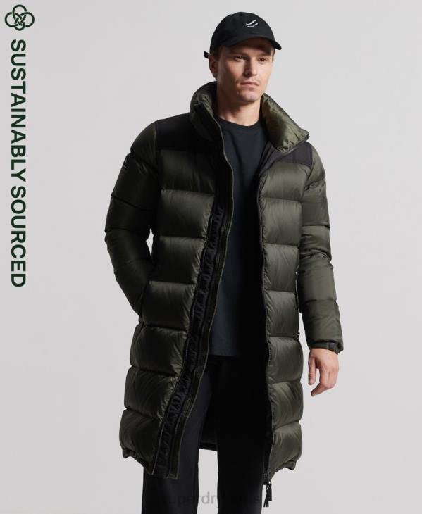 Superdry Hommes doudoune longue en duvet D64Z4556 vêtements kaki