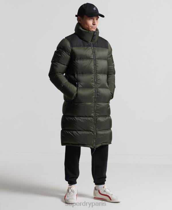 Superdry Hommes doudoune longue en duvet D64Z4556 vêtements kaki