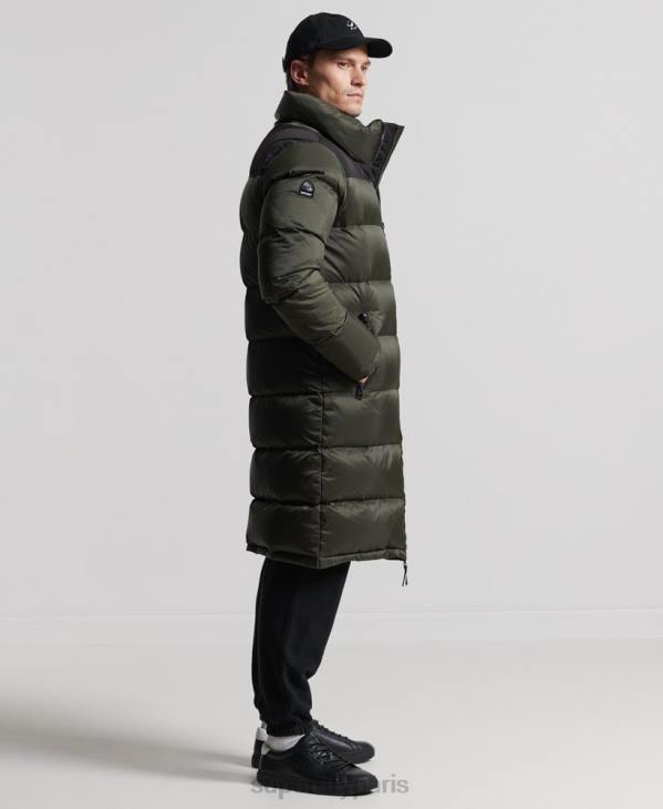 Superdry Hommes doudoune longue en duvet D64Z4556 vêtements kaki