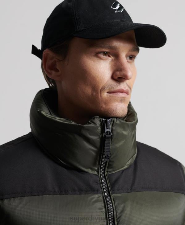 Superdry Hommes doudoune longue en duvet D64Z4556 vêtements kaki