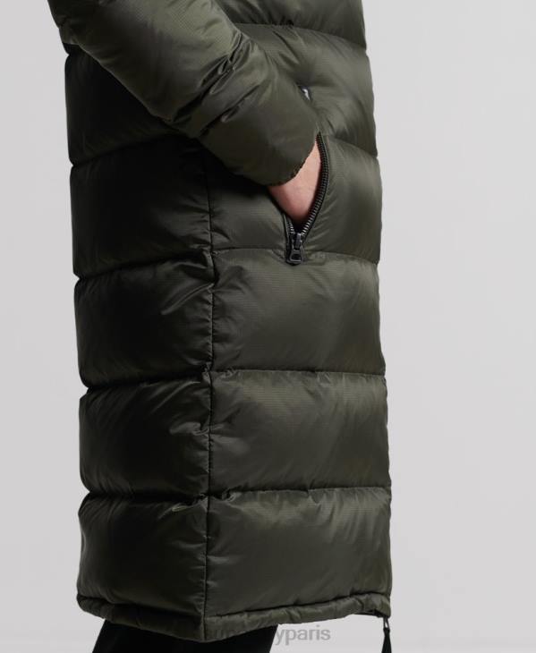Superdry Hommes doudoune longue en duvet D64Z4556 vêtements kaki