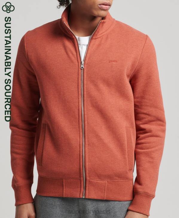 Superdry Hommes haut de survêtement zippé en coton bio à logo vintage D64Z5066 vêtements brun