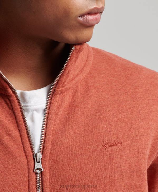 Superdry Hommes haut de survêtement zippé en coton bio à logo vintage D64Z5066 vêtements brun