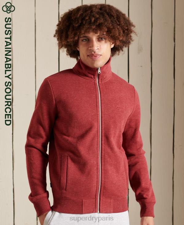 Superdry Hommes haut de survêtement zippé en coton bio à logo vintage D64Z5168 vêtements rouge