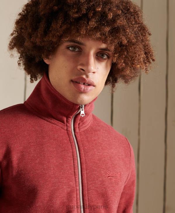 Superdry Hommes haut de survêtement zippé en coton bio à logo vintage D64Z5168 vêtements rouge