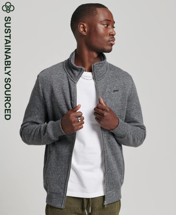 Superdry Hommes haut de survêtement zippé en coton bio à logo vintage D64Z6454 vêtements gris foncé
