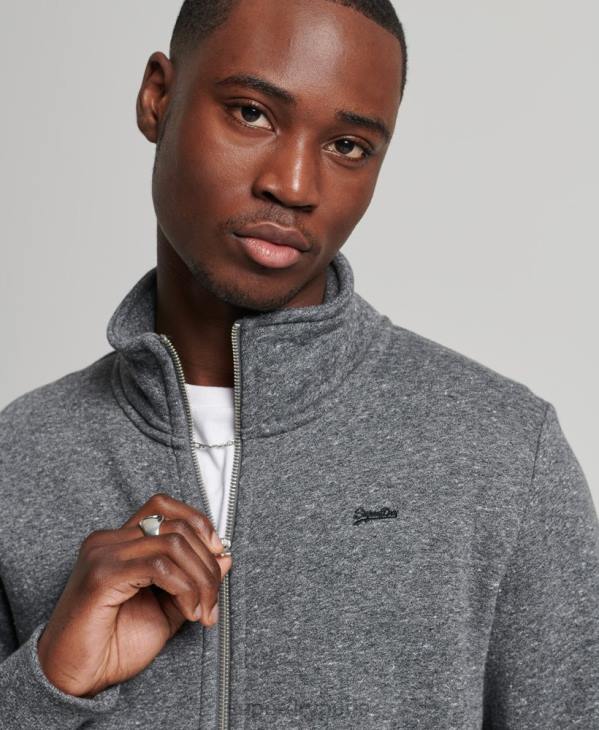 Superdry Hommes haut de survêtement zippé en coton bio à logo vintage D64Z6454 vêtements gris foncé
