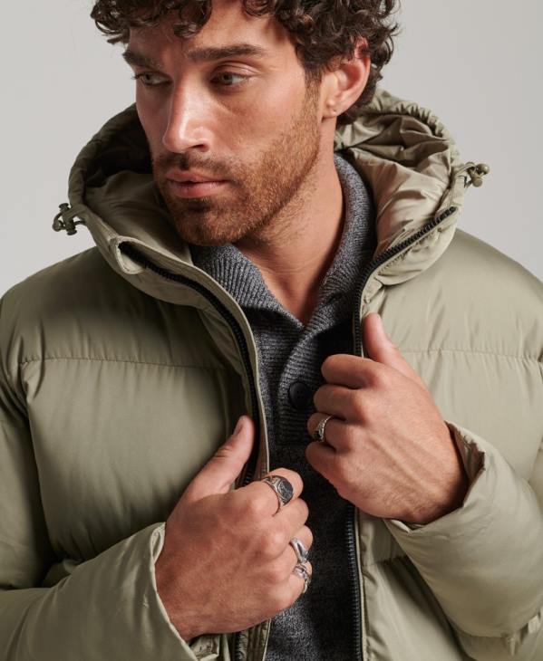 Superdry Hommes manteau de couette long D64Z1037 vêtements kaki