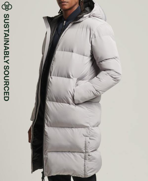 Superdry Hommes manteau de couette long D64Z1124 vêtements gris clair