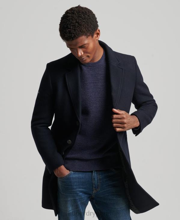 Superdry Hommes manteau de ville en laine à doublure amovible D64Z1023 vêtements marine