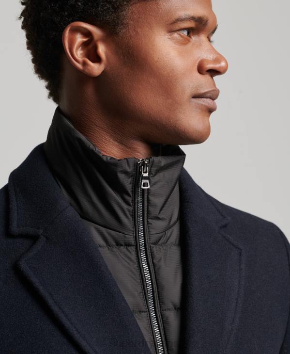 Superdry Hommes manteau de ville en laine à doublure amovible D64Z1023 vêtements marine