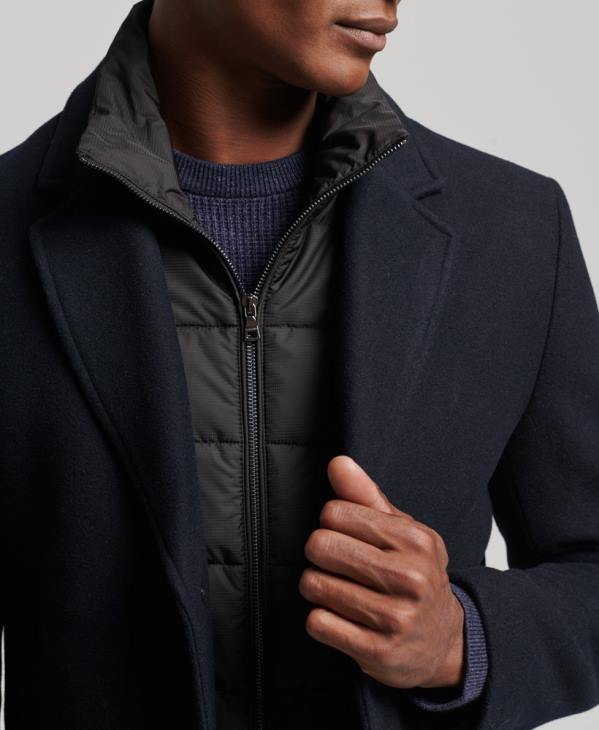 Superdry Hommes manteau de ville en laine à doublure amovible D64Z1023 vêtements marine
