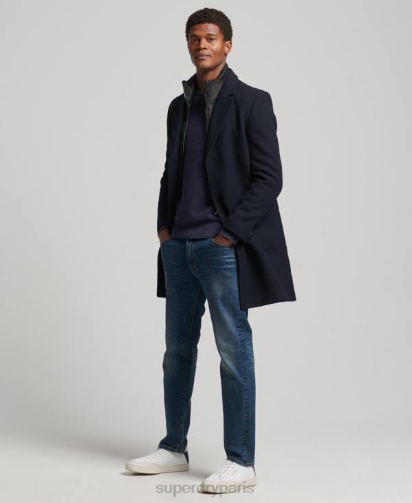 Superdry Hommes manteau de ville en laine à doublure amovible D64Z1023 vêtements marine