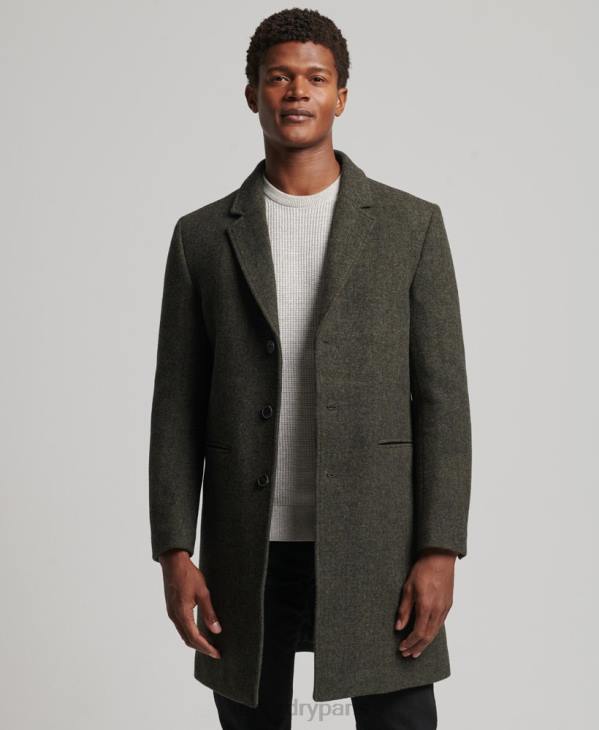Superdry Hommes manteau de ville en laine à doublure amovible D64Z1113 vêtements vert