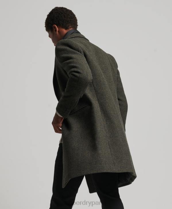 Superdry Hommes manteau de ville en laine à doublure amovible D64Z1113 vêtements vert