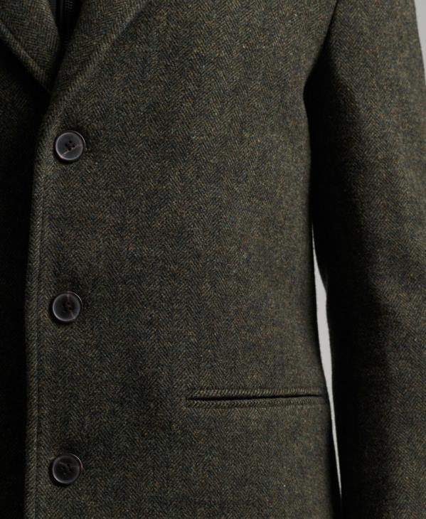 Superdry Hommes manteau de ville en laine à doublure amovible D64Z1113 vêtements vert