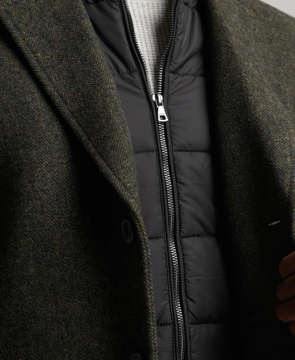 Superdry Hommes manteau de ville en laine à doublure amovible D64Z1113 vêtements vert