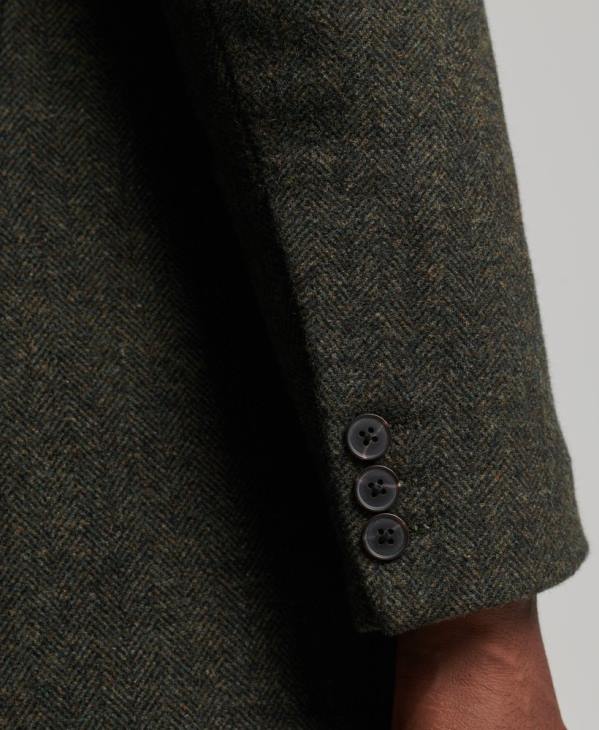 Superdry Hommes manteau de ville en laine à doublure amovible D64Z1113 vêtements vert